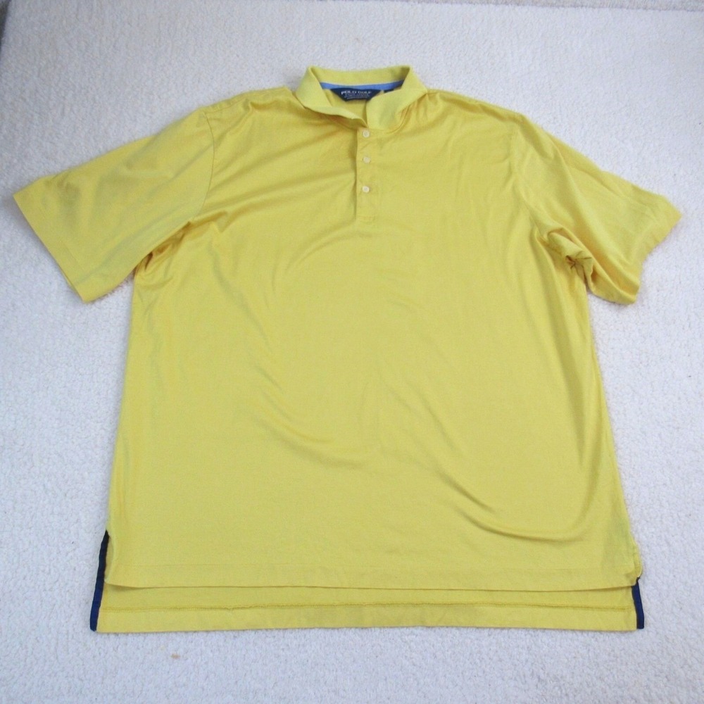 Polo Golf Polo‎ Shirt Mens XL Yellow Short Sleeve Pima Cotton Classic Sport Top